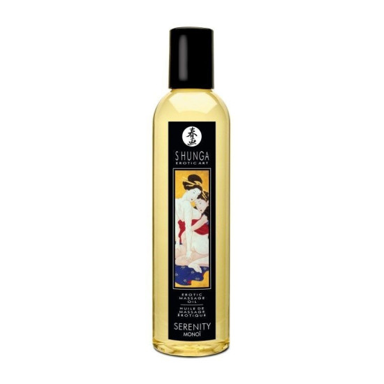 Натуральное увлажняющее массажное масло с ароматом моной Shunga Serenity Monoi, 250 ml