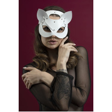 Маска кошечки из натуральной кожи, белая Feral Feelings Catwoman Mask White
