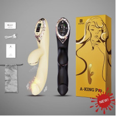Вакуумный вибратор-кролик с подогревом и LED-экраном, черный KisToy A-King Pro Black