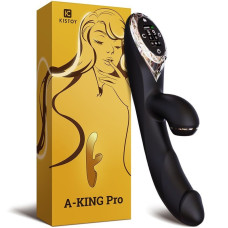 Вакуумный вибратор-кролик с подогревом и LED-экраном, черный KisToy A-King Pro Black