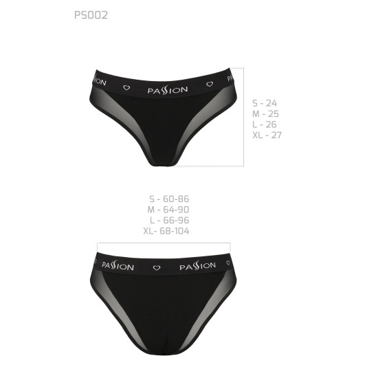 Трусики с прозрачной вставкой, черные Passion PS002 Panties Black, XL