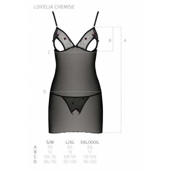Сорочка, черная Lovelia Chemise Black, S/M