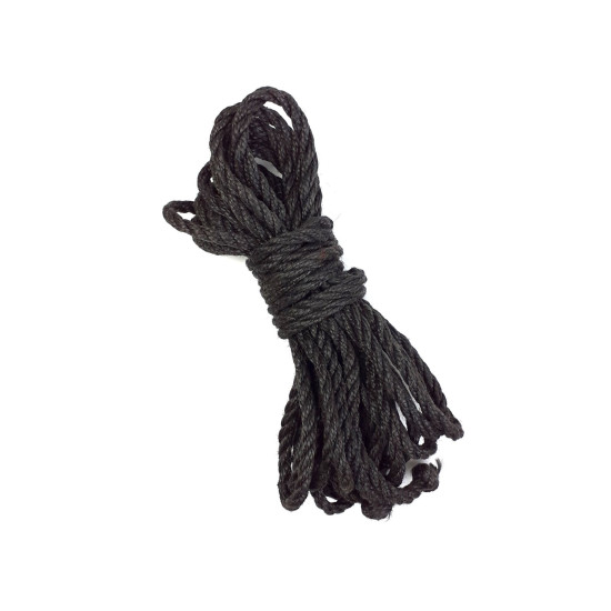 Чорна джутова мотузка для Шибарі, БДСМ та еротичного зв'язування Shibari Rope Black, 8 м