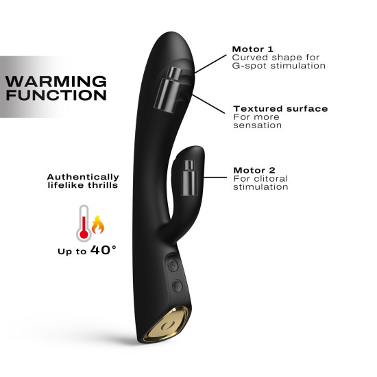 Вібратор-кролик з підігрівом і гнучким стволом, чорний Dorcel Flexi Rabbit Black