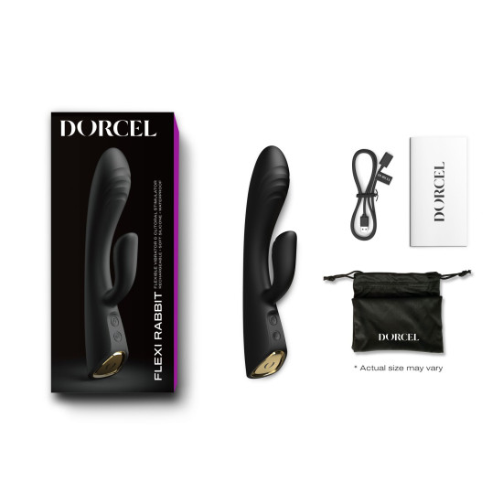 Вібратор-кролик з підігрівом і гнучким стволом, чорний Dorcel Flexi Rabbit Black