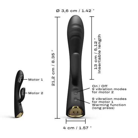 Вібратор-кролик з підігрівом і гнучким стволом, чорний Dorcel Flexi Rabbit Black
