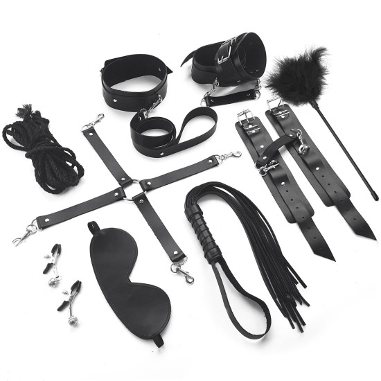 БДСМ набор из 10 предметов из натуральной кожи, чёрный Art of Sex BDSM Set Leather