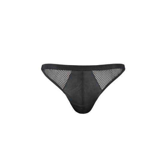 Мужские открытые слипы из экокожи, черные Passion 034 Open Luke Black, XXL/XXXL