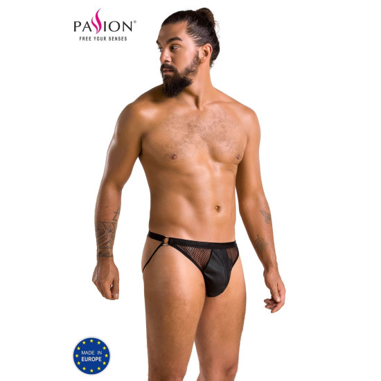 Мужские открытые слипы из экокожи, черные Passion 034 Open Luke Black, XXL/XXXL