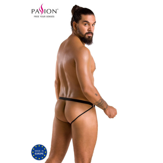Мужские открытые слипы из экокожи, черные Passion 034 Open Luke Black, XXL/XXXL