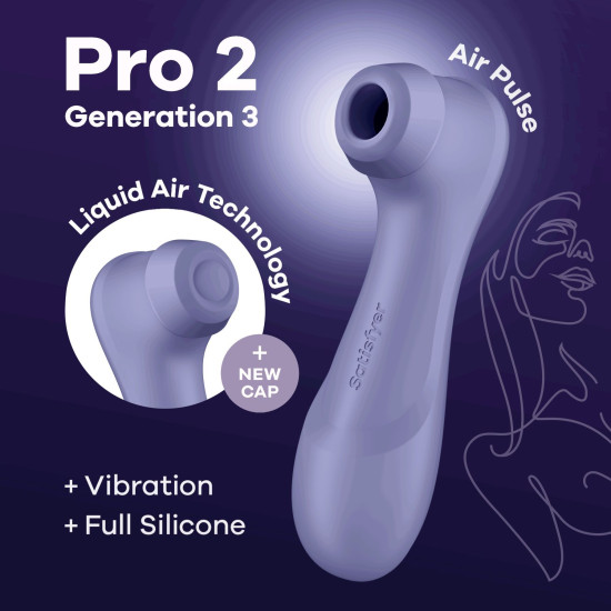Вакуумний кліторальний стимулятор, ліловий Satisfyer Pro 2 Generation 3 with Liquid Air Lilac