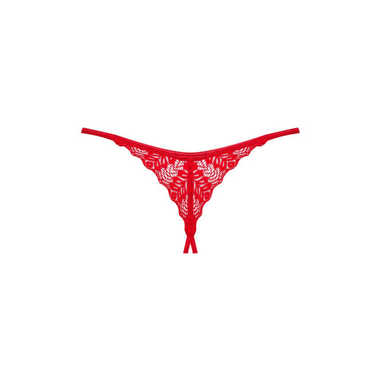 Трусики с открытым доступом, красные Obsessive Ingridia Crotchless Thong Red, XS/S