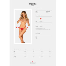 Трусики с открытым доступом, красные Obsessive Ingridia Crotchless Thong Red, XS/S