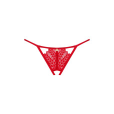Трусики с открытым доступом, красные Obsessive Ingridia Crotchless Thong Red, XS/S