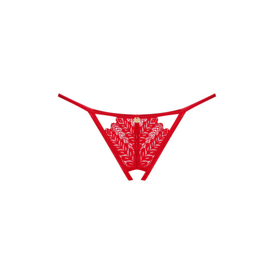 Трусики с открытым доступом, красные Obsessive Ingridia Crotchless Thong Red, XS/S