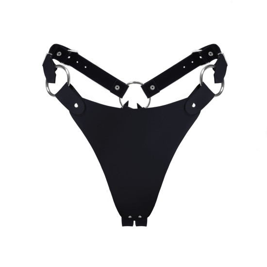 Класичні трусики з натуральної шкіри, чорні Feral Feelings Black String Bikini