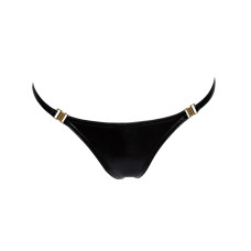 Трусики з матеріалу з мокрим ефектом із золотистою застібкою Noir Handmade P008 Powerwetlook Panty with Gold Clasp, XL