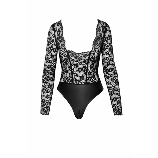 Боди из кружева и материала с мокрым эффектом Noir Handmade F296 Psyche Bodysuit of Lace and Wetlook, XL