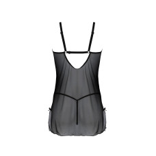 Пеньюар (мереживний ліф зі стрепами, трусики в комплекті), чорний Passion DROSERA CHEMISE black, XXL/XXXL