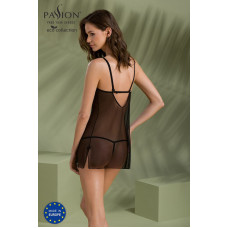 Пеньюар (мереживний ліф зі стрепами, трусики в комплекті), чорний Passion DROSERA CHEMISE black, XXL/XXXL