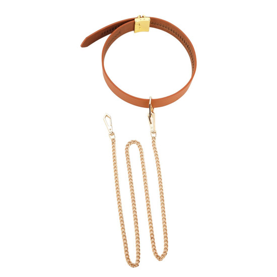 Поводок с ошейником, коричневый Lockink Tied Collar with Leash Set Brown