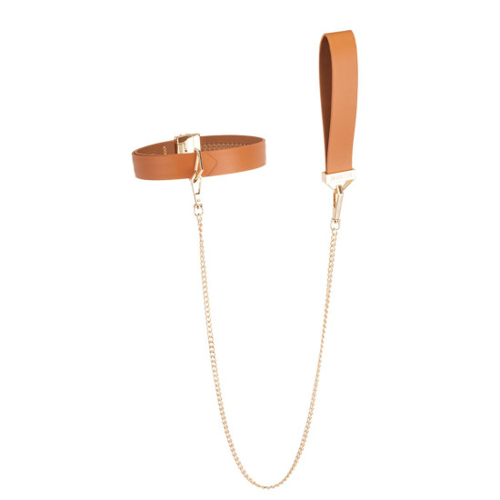 Поводок с ошейником, коричневый Lockink Tied Collar with Leash Set Brown