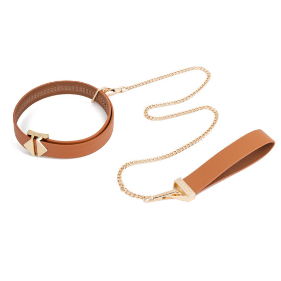 Поводок с ошейником, коричневый Lockink Tied Collar with Leash Set Brown
