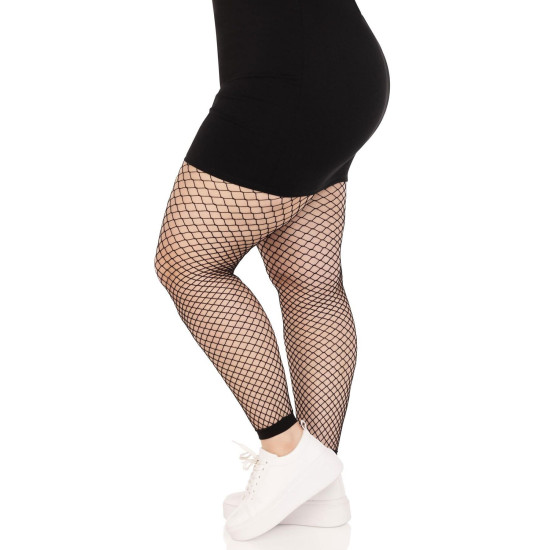 Колготки из крупной сетки без ступни, черные Leg Avenue Industrial Net Footless Tights Black, 1X/2X