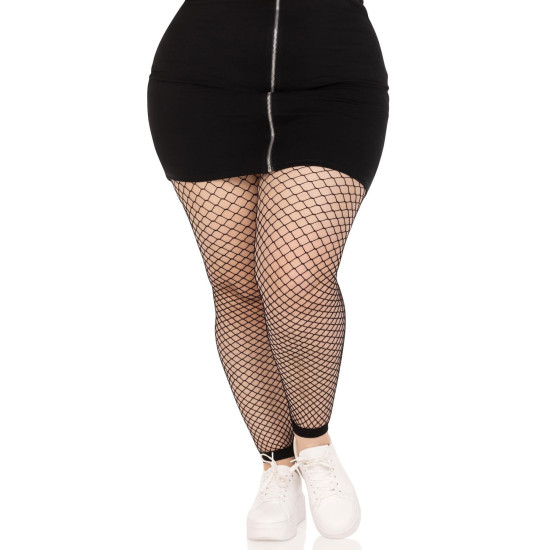 Колготки из крупной сетки без ступни, черные Leg Avenue Industrial Net Footless Tights Black, 1X/2X