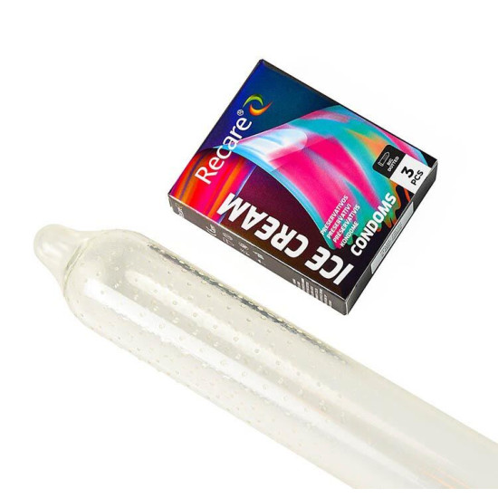 Презервативи з пухирцями та ароматом морозива, 3 шт Holographic Recare Ice Cream Big Dotted Condoms