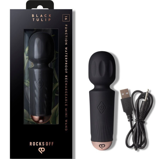 Вібромасажер, 16 режимів Rocks Off Mini Wand Black Tulip