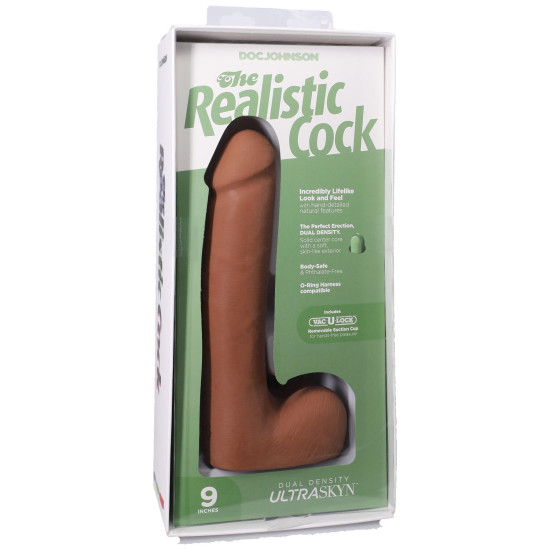 Фалоімітатор з мошонкою, довжина 22.9 см, карамельний Doc Johnson The Realistic Cock ULTRASKYN - 9 Inch with Balls Caramel