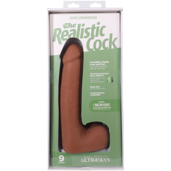 Фалоімітатор з мошонкою, довжина 22.9 см, карамельний Doc Johnson The Realistic Cock ULTRASKYN - 9 Inch with Balls Caramel