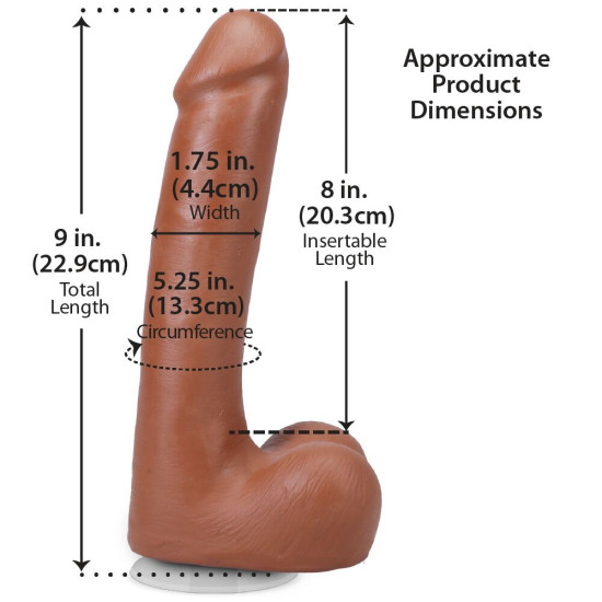 Фалоімітатор з мошонкою, довжина 22.9 см, карамельний Doc Johnson The Realistic Cock ULTRASKYN - 9 Inch with Balls Caramel