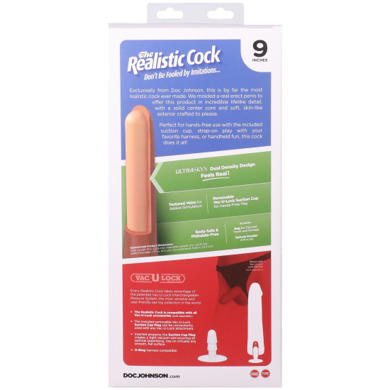 Фалоімітатор з мошонкою, довжина 22.9 см, карамельний Doc Johnson The Realistic Cock ULTRASKYN - 9 Inch with Balls Caramel