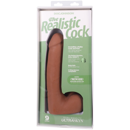 Фалоімітатор з мошонкою, довжина 22.9 см, карамельний Doc Johnson The Realistic Cock ULTRASKYN - 9 Inch with Balls Caramel