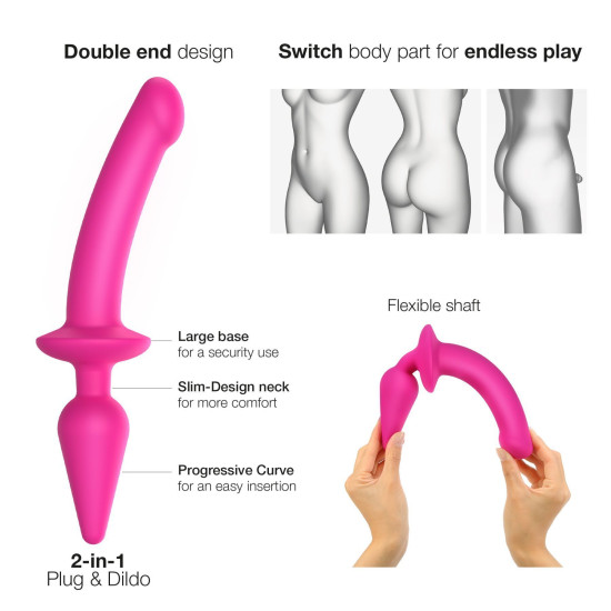 Анальная пробка с дилдо Strap-On-Me SWITCH PLUG-IN SEMI-REALISTIC DILDO FUCHSIA - L (мятая упаковка)
