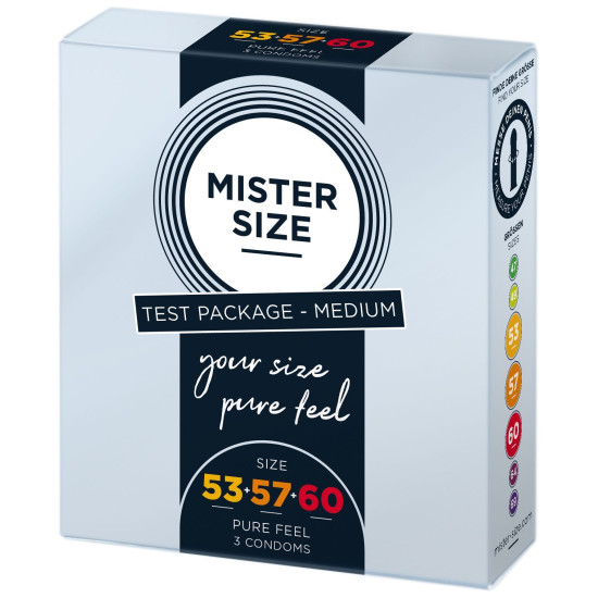 Набір презервативів Mister Size Pure Feel 53-57-60, 3 шт. (пом'ята упаковка)