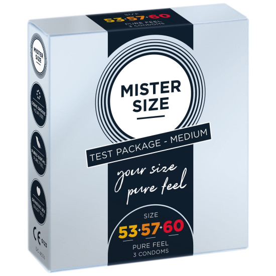 Набір презервативів Mister Size Pure Feel 53-57-60, 3 шт. (пом'ята упаковка)
