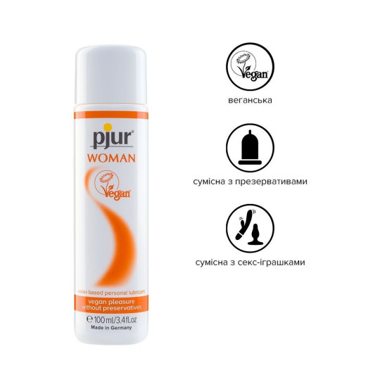 Веганський лубрикант без запаху на водній основі Pjur Woman Vegan, 100 ml