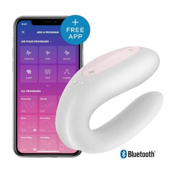 Смарт-вібратор для пар з широким кліторальним стимулятором, білий Satisfyer Double Joy White