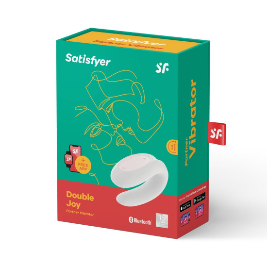 Смарт-вібратор для пар з широким кліторальним стимулятором, білий Satisfyer Double Joy White