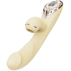 Вакуумный вибратор-кролик с подогревом и LED-экраном, желтый KisToy A-King Pro Yellow