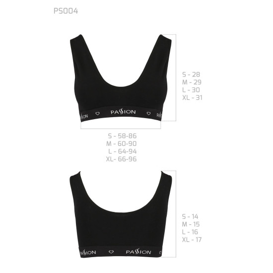 Спортивний топ із широкою резинкою, чорний Passion PS004 Top Black, S