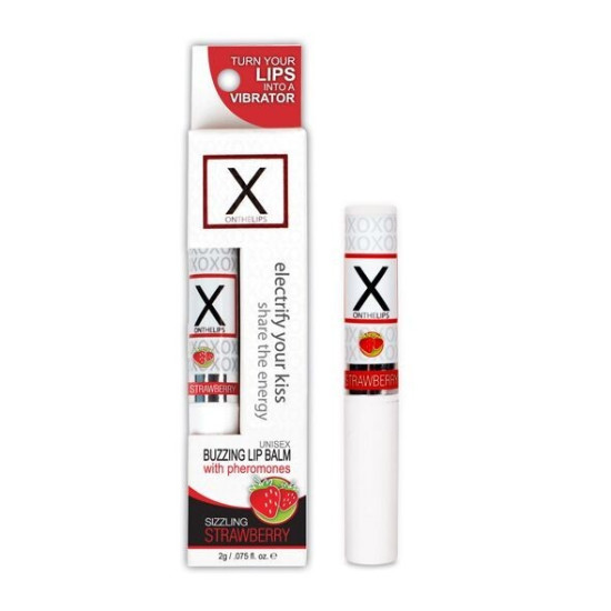 Клубничный возбуждающий бальзам для губ с феромонами Sensuva X on the Lips Strawberry