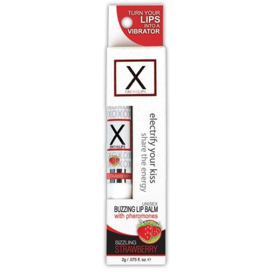 Клубничный возбуждающий бальзам для губ с феромонами Sensuva X on the Lips Strawberry