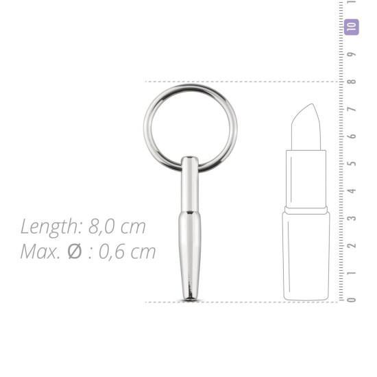 Полый уретральный стимулятор, длина 4 см, диаметр 8 мм Sinner Gear Unbendable Hollow Penis Plug