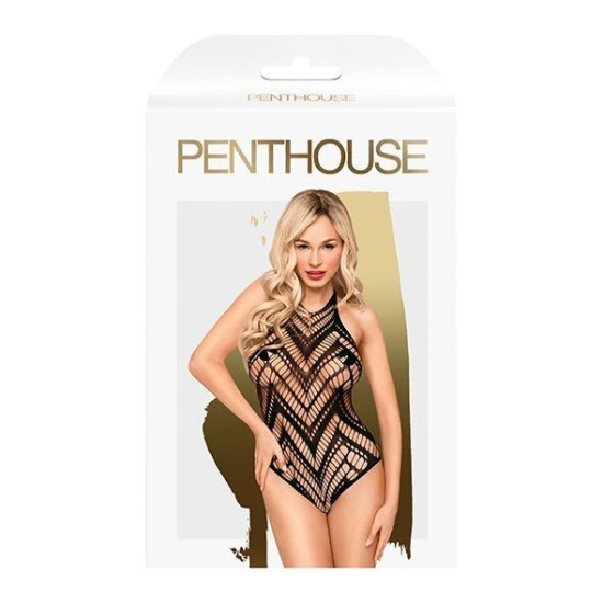 Боді з геометричним орнаментом, чорне Penthouse Go Hotter Black, XL