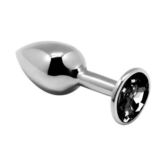 Металева анальна пробка з чорним стразом, діаметр 4 см, довжина 9 см Alive Mini Metal Butt Plug Black, L