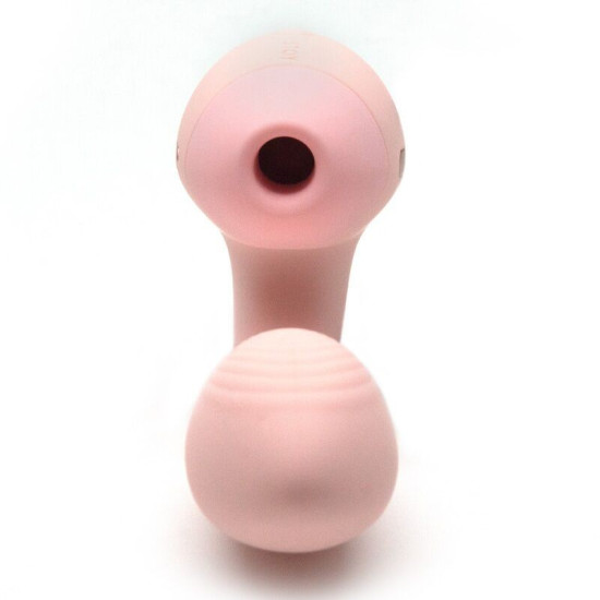 Вагінально-кліторальний вакуумний вібратор, рожевий KisToy Tina Mini Light Pink